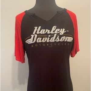 Harley Davidson womens L 3/4 sleeve v-neck tee